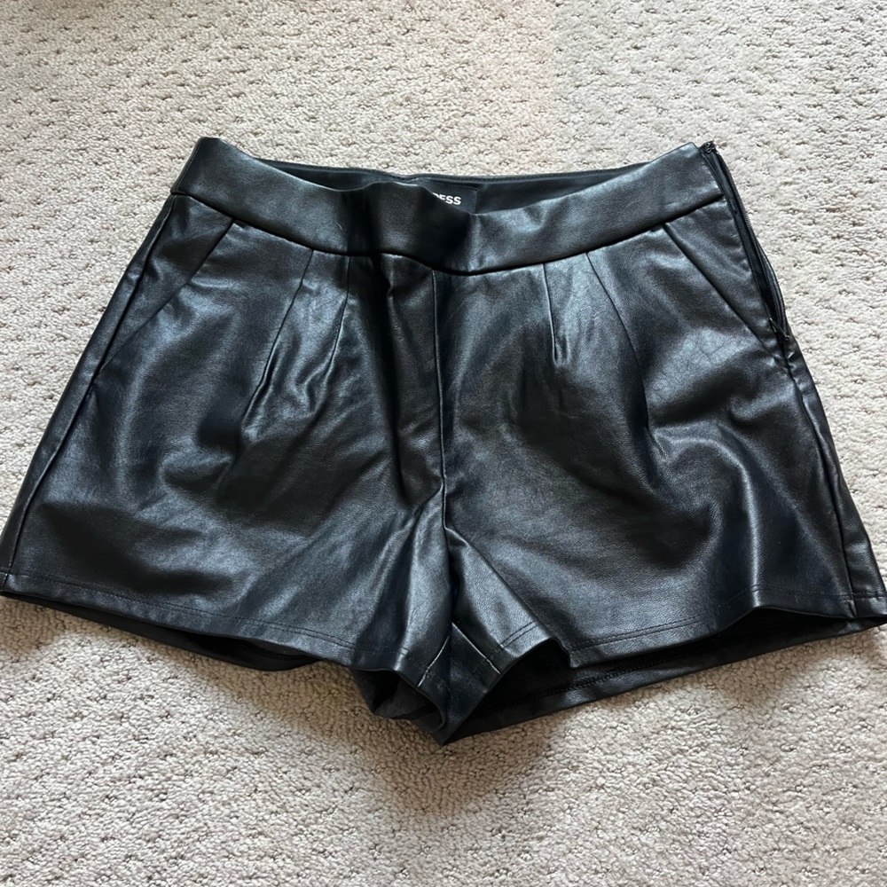 express black leather shorts